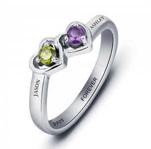 Birthstone Ring, Sterling Silver Personalized Engravable Ring JEWJORI101958